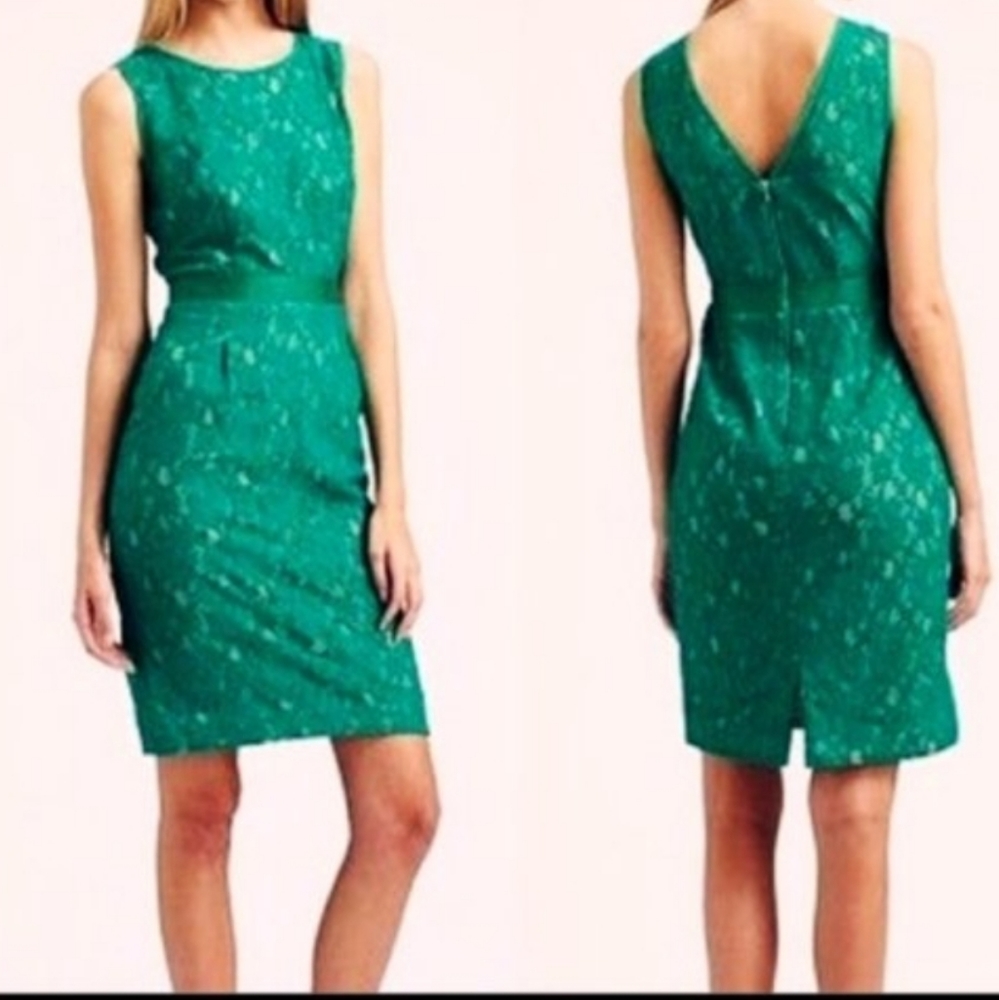 BCBGMAXAZRIA 0 ultra green fitted eyelit dress Alice
